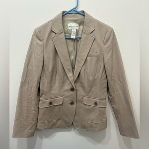 Banana Republic Women's Blazer Khaki Tan Two Button Career Jacket Stretch Size 8